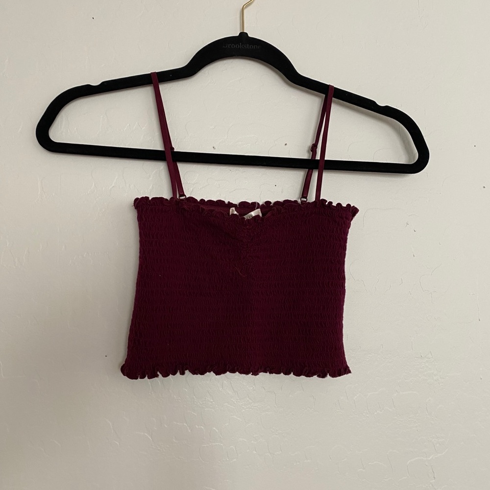 Burgundy Ribbed Crop Top